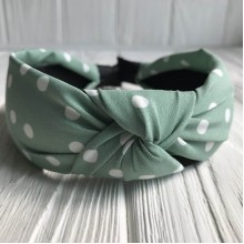 Обруч чалма тканевый в горох, 4 см, мятный, шт.