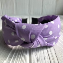 Обруч чалма тканевый в горох, 4 см, лиловый, шт.
