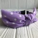 Обруч тканевый в горох с бантом, 3,2 см, лиловый, шт.