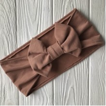 Повязка широкая с бантом, 11 см, бежево-пудровый, шт.