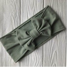 Повязка широкая с бантом, 11 см, оливковый, шт.