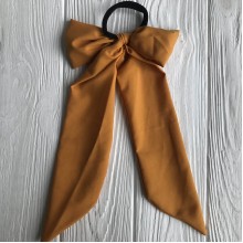 Резинка Твилли с узким бантом однотонная, 30 см, горчичный, шт.