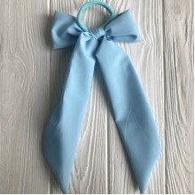 Резинка Твилли с узким бантом однотонная, 30 см, светло-бирюзовый, шт.