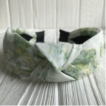 Обруч чалма шифон в цветочек, 4 см, бело-зеленый, шт. Обруч чалма шифон в цветочек, 4 см, бело-зеленый, шт.