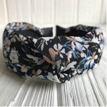 Обруч чалма шифон в цветочек, 4 см, черный, шт. Обруч чалма шифон в цветочек, 4 см, черный, шт.