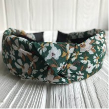 Обруч чалма шифон в цветочек, 4 см, темно-зеленый, шт. Обруч чалма шифон в цветочек, 4 см, темно-зеленый, шт.