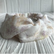 Повязка-переплет шифон в цветочек, 6 см, молочно-сиреневый, шт.