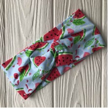 Повязка детская стрейч кулир, 8 см, светло-голубой с арбузами, шт.