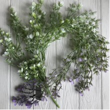 Свисающая ветка с цветами, 84 см, белый с сиреневым, шт.