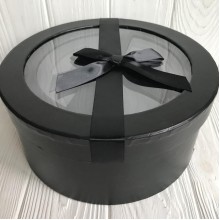 Круглая коробка с прозрачной крышкой и бантом, черный, набор из 3 шт.
