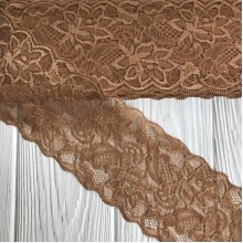 Кружево стрейчевое "Изабель", 8 см, карамельный, рулон 9 м