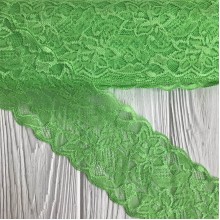 Кружево стрейчевое "Изабель", 8 см, темно-салатовый, рулон 9 м