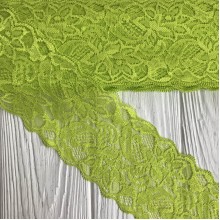 Кружево стрейчевое "Изабель", 8 см, лаймовый, рулон 9 м