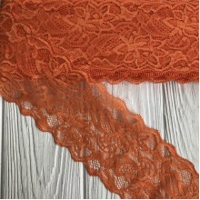 Кружево стрейчевое "Изабель", 8 см, оранжевый, рулон 9 м