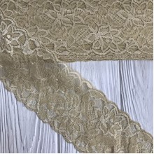 Кружево стрейчевое "Изабель", 8 см, кофейно-бежевый, рулон 9 м