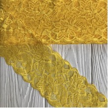 Кружево стрейчевое "Изабель", 8 см, темно-желтый, рулон 9 м