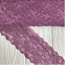 Кружево стрейчевое "Изабель", 8 см, баклажановый, рулон 9 м