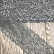 Кружево стрейчевое "Изабель", 8 см, серый, рулон 9 м
