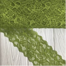 Кружево стрейчевое "Изабель", 8 см, оливковый, рулон 9 м