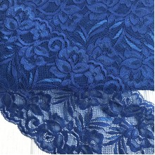 Кружево стрейчевое "Лиана", 15 см, сапфировый, рулон 9 м