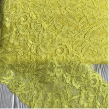 Кружево стрейчевое "Лиана", 15 см, желтый, рулон 9 м