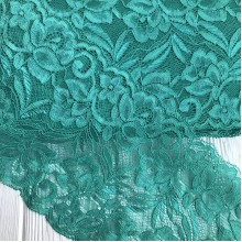 Кружево стрейчевое "Лиана", 15 см, морская волна, рулон 9 м