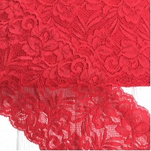 Кружево стрейчевое "Лиана", 15 см, красный, рулон 9 м