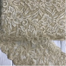 Кружево стрейчевое "Лиана", 15 см, кремовый, рулон 9 м