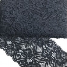 Кружево стрейчевое "Лиана", 15 см, черный, рулон 9 м