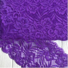 Кружево стрейчевое "Лиана", 15 см, темно-фиолетовый, рулон 9 м