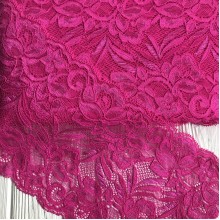 Кружево стрейчевое "Лиана", 15 см, малиновый, рулон 9 м