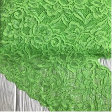 Кружево стрейчевое "Лиана", 15 см, ярко-зеленый, рулон 9 м