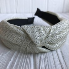 Обруч чалма блеск, 3 см, молочный, шт.