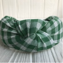 Обруч чалма шотландка, 4,5 см, зелено-белый, шт.