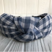 Обруч чалма шотландка, 4,5 см, сапфирово-белый, шт.