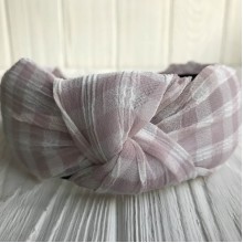 Обруч чалма шотландка, 4,5 см, розово-белый, шт.