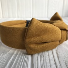 Обруч бант замшевый, 2,5 см, горчичный, шт.