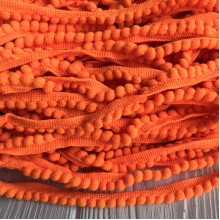 Тесьма помпончики, 0,5 см, ярко-оранжевый, рулон 23 м