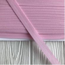 Бейка стрейчевая (матовая), 1,5 см, светло-розовый, рулон 45 м