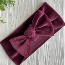 Повязка спорт велюр c бантом, 9,5х23 см, бордовый, шт.