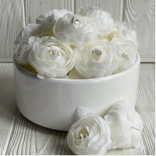 Шифоновый пион, 5,5х3,5 см, белый, упаковка 20 шт.