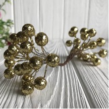 Ягодки с блестками, 12 мм, золото, упаковка 400 шт.