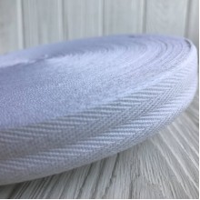 Киперная лента (хлопок), 2,5 см, белый, рулон 45 м