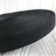 Киперная лента (хлопок), 2 см, черный, рулон 50 м