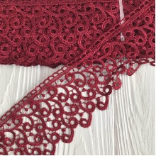 Кружево макраме "Сандра", 7,5 см, бордовое, рулон 9 м
