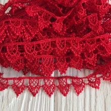 Кружево макраме "Софи", 1,8 см, красное, рулон 9 м