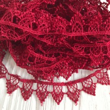 Кружево макраме "Софи", 1,8 см, бордовое, рулон 9 м