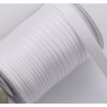 Косая бейка атласная, 1,5 см, белая, рулон 90 м