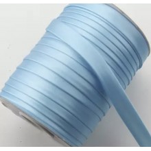 Косая бейка атласная, 1,5 см, голубая, рулон 90 м