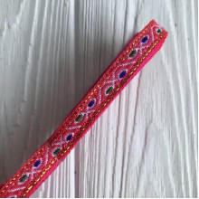 Тесьма вышиванка бесконечность, 0,8 см, ярко-розовый, рулон 9 м